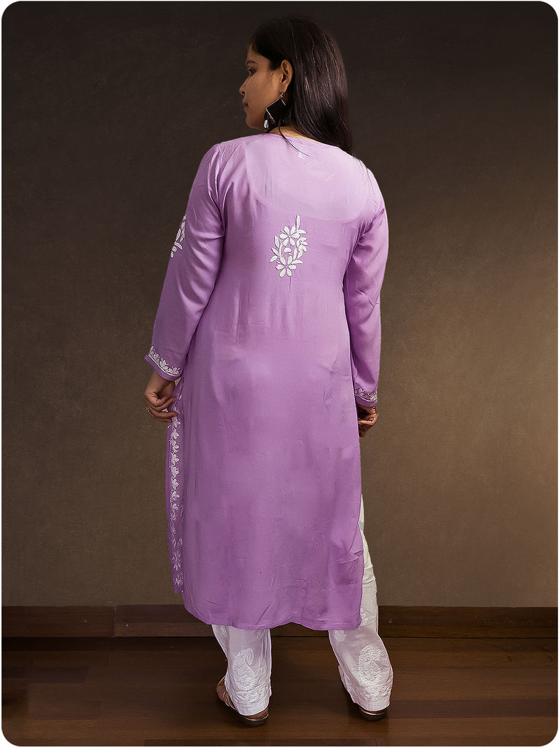 Modal Heavy Chikankari Kurta - Purple