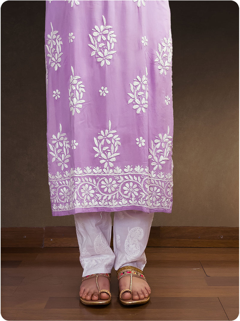 Modal Heavy Chikankari Kurta - Purple