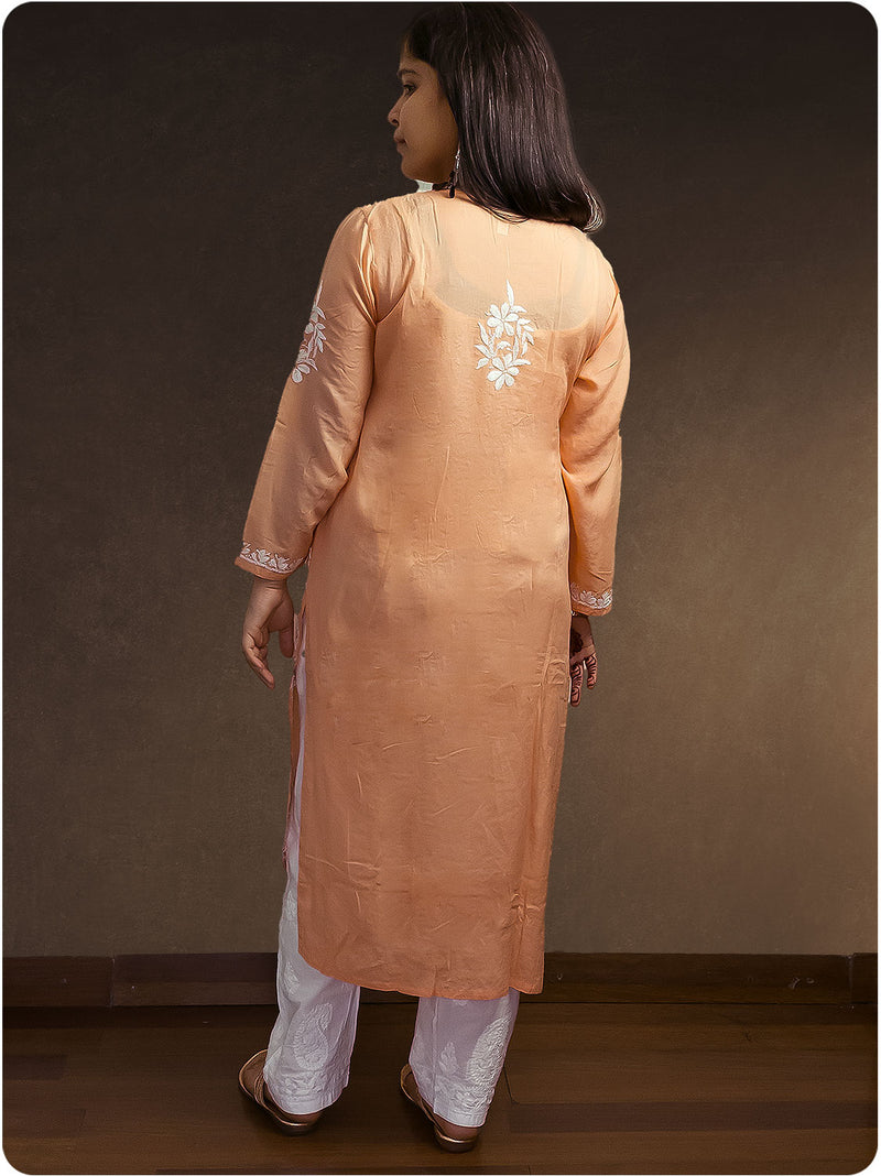 Modal Heavy Chikankari Kurta - Orange