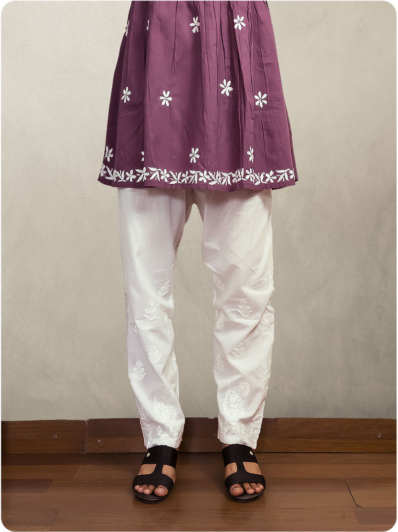 Cotton Chikankari Gown  - Purple