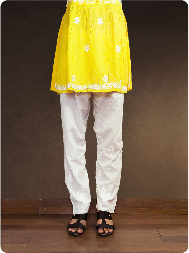 Cotton Chikankari Gown  - Yellow