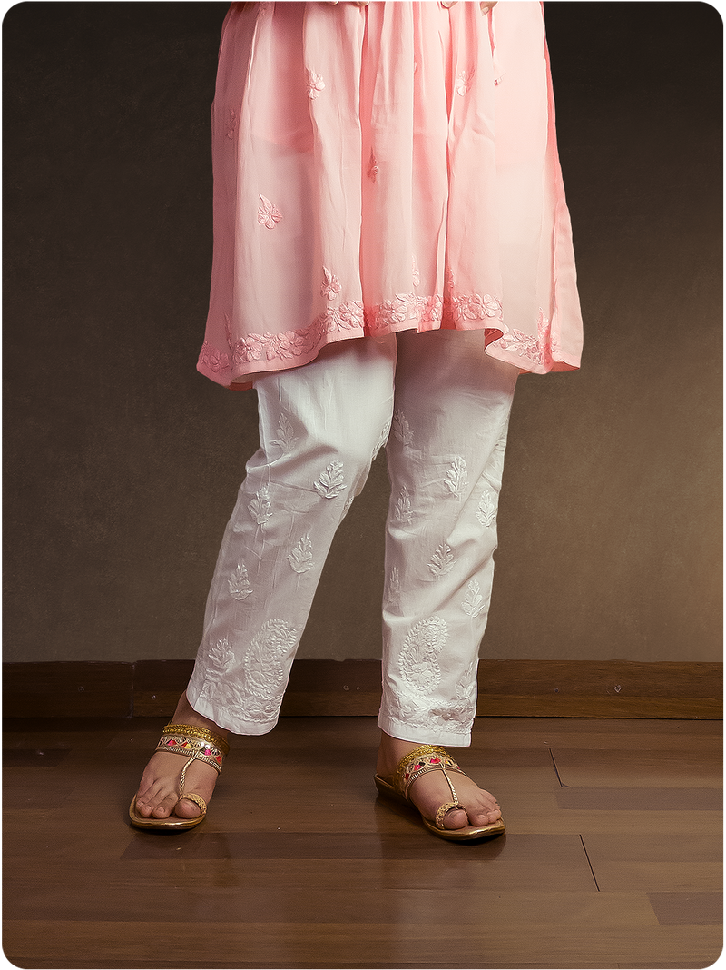 Chikankari Lycra Pant - Free Size