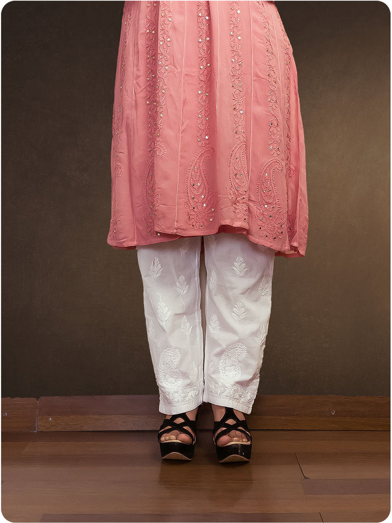 Anarkali Chikankari Gown - Pink