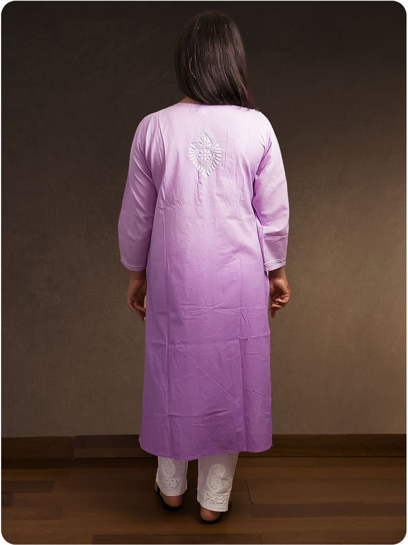 Shaded Chikankari Kurta - Purple