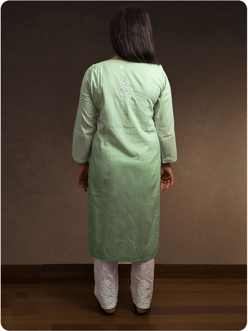 Shaded Chikankari Kurta - Green