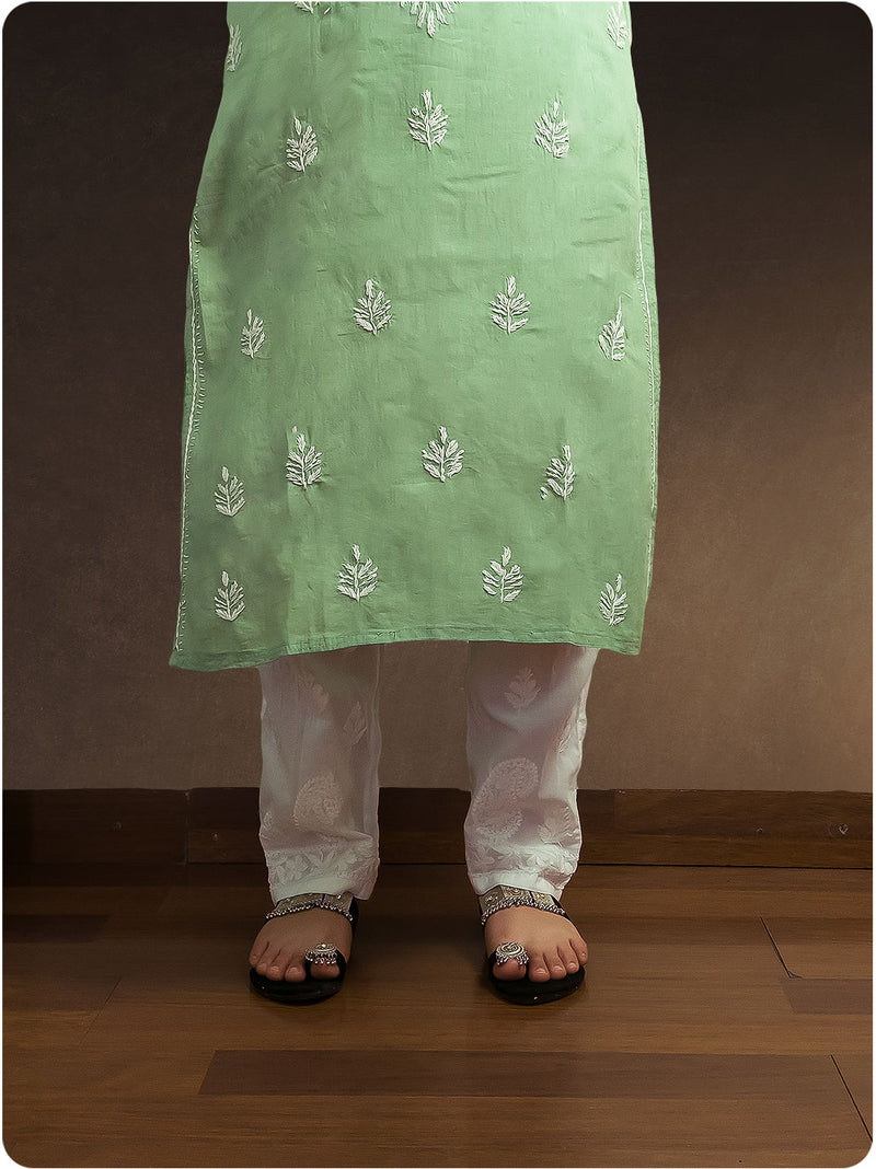 Shaded Chikankari Kurta - Green