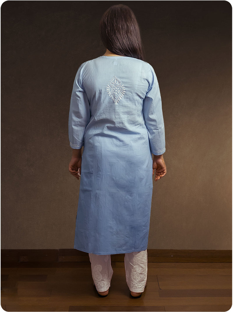 Shaded Chikankari Kurta - Blue