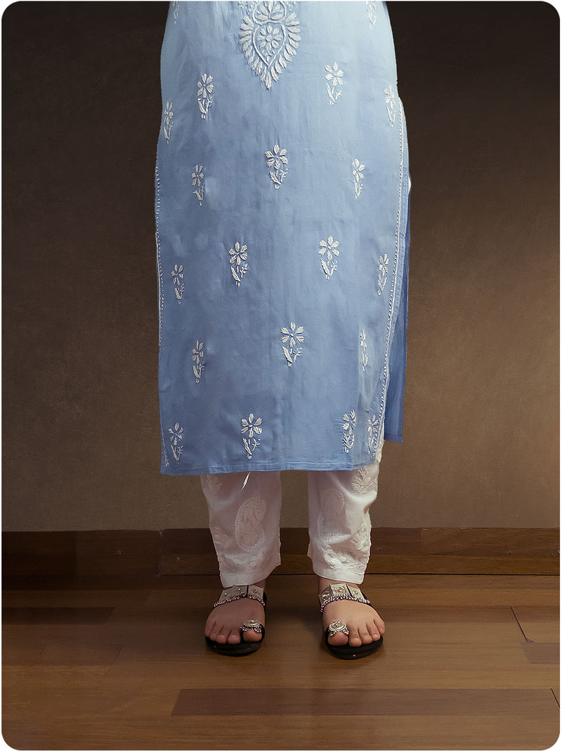 Shaded Chikankari Kurta - Blue