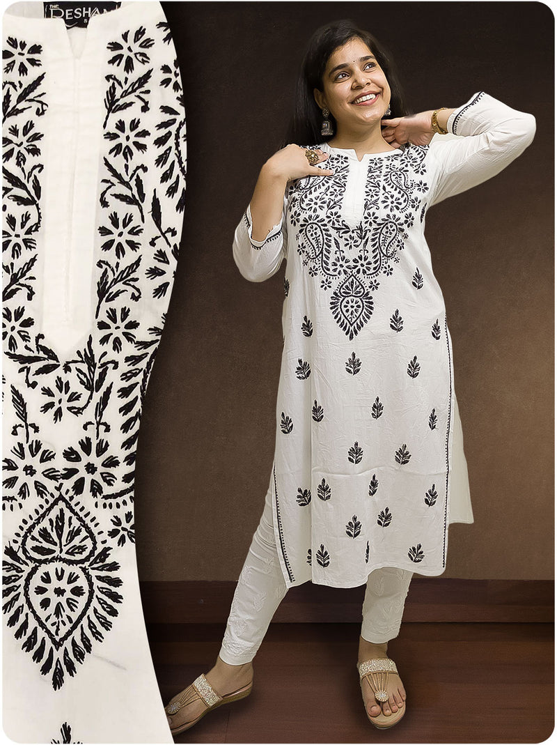 Cotton Chikankari Kurta - White