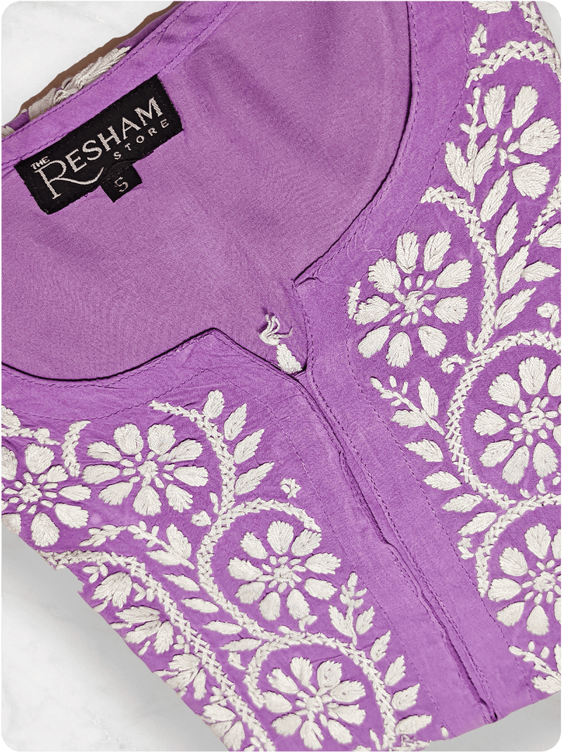 Modal Heavy Chikankari Kurta - Purple