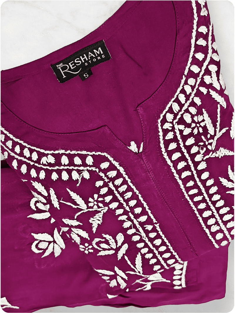 Floral Chikankari Modal Set - Purple