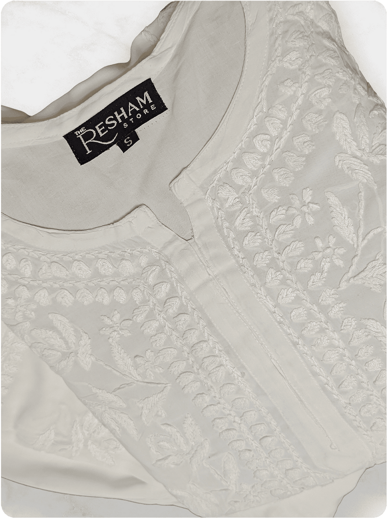 Modal Chikankari Kurta Set - White