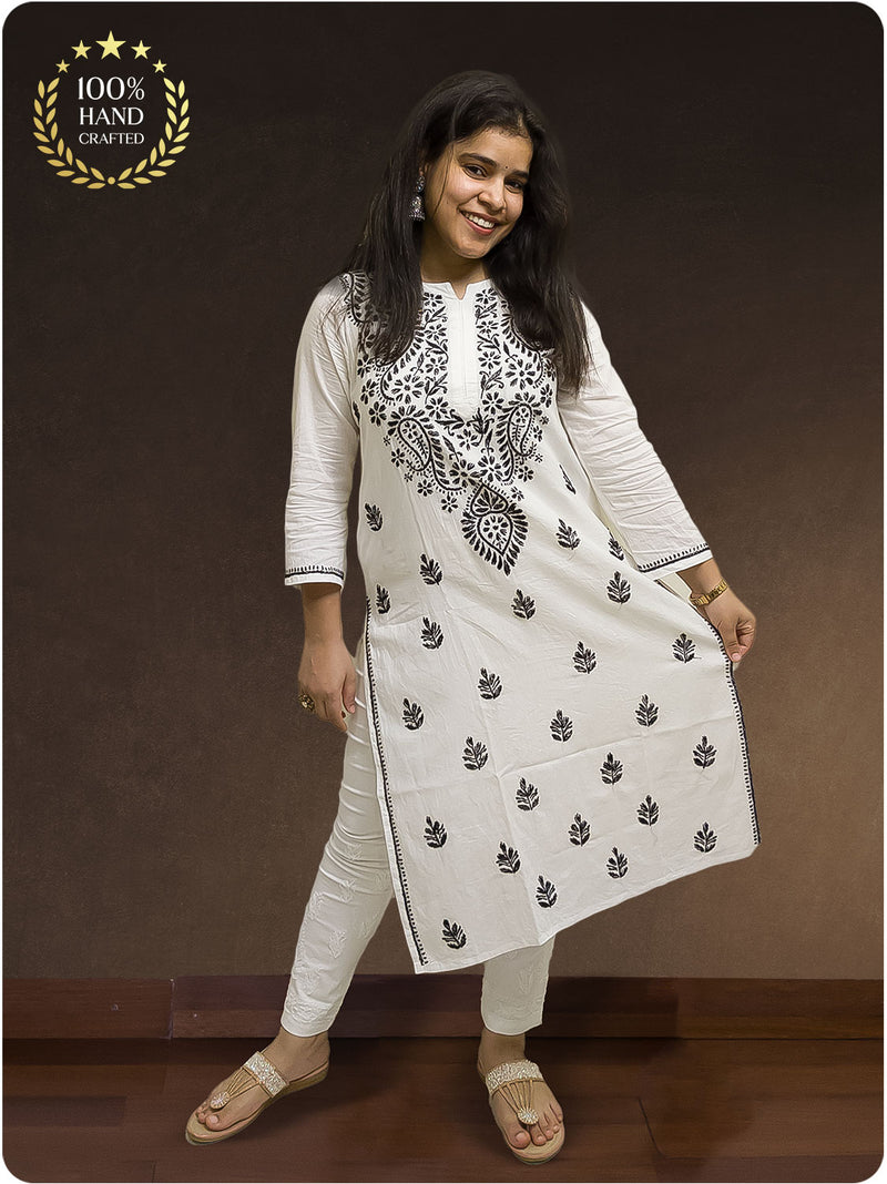 Cotton Chikankari Kurta - White