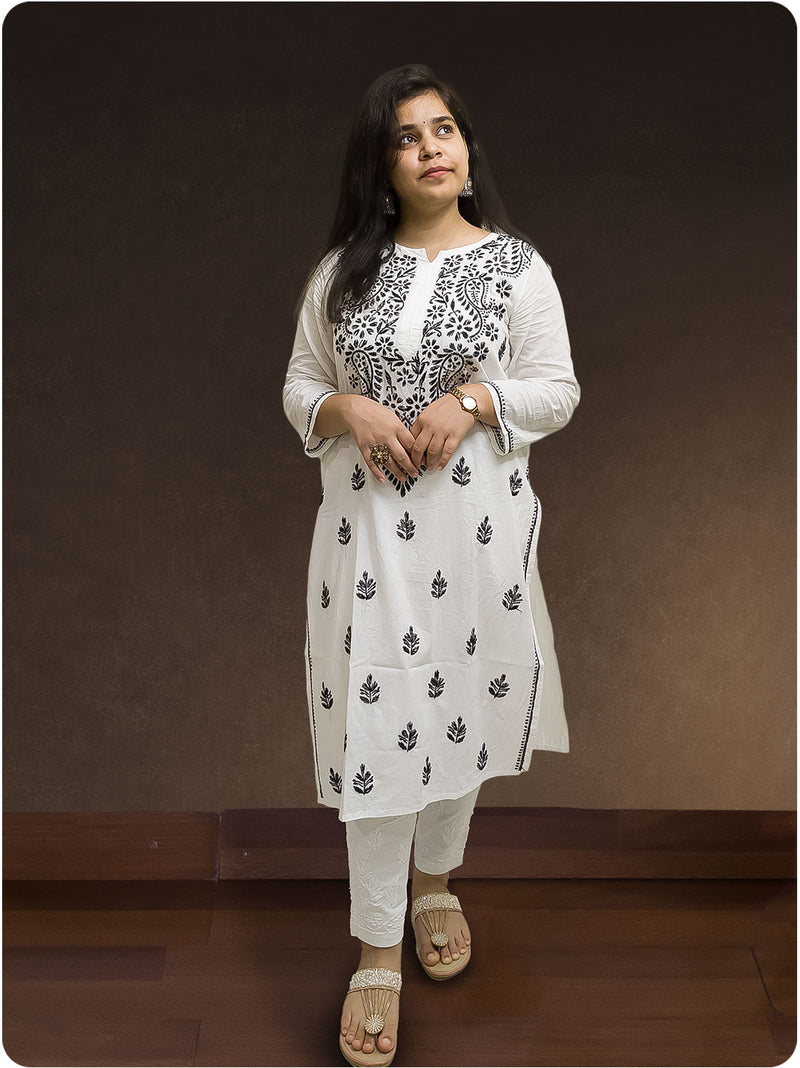 Cotton Chikankari Kurta - White