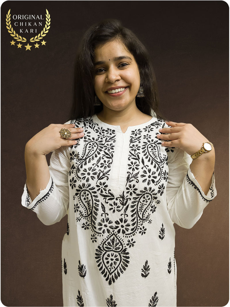 Cotton Chikankari Kurta - White