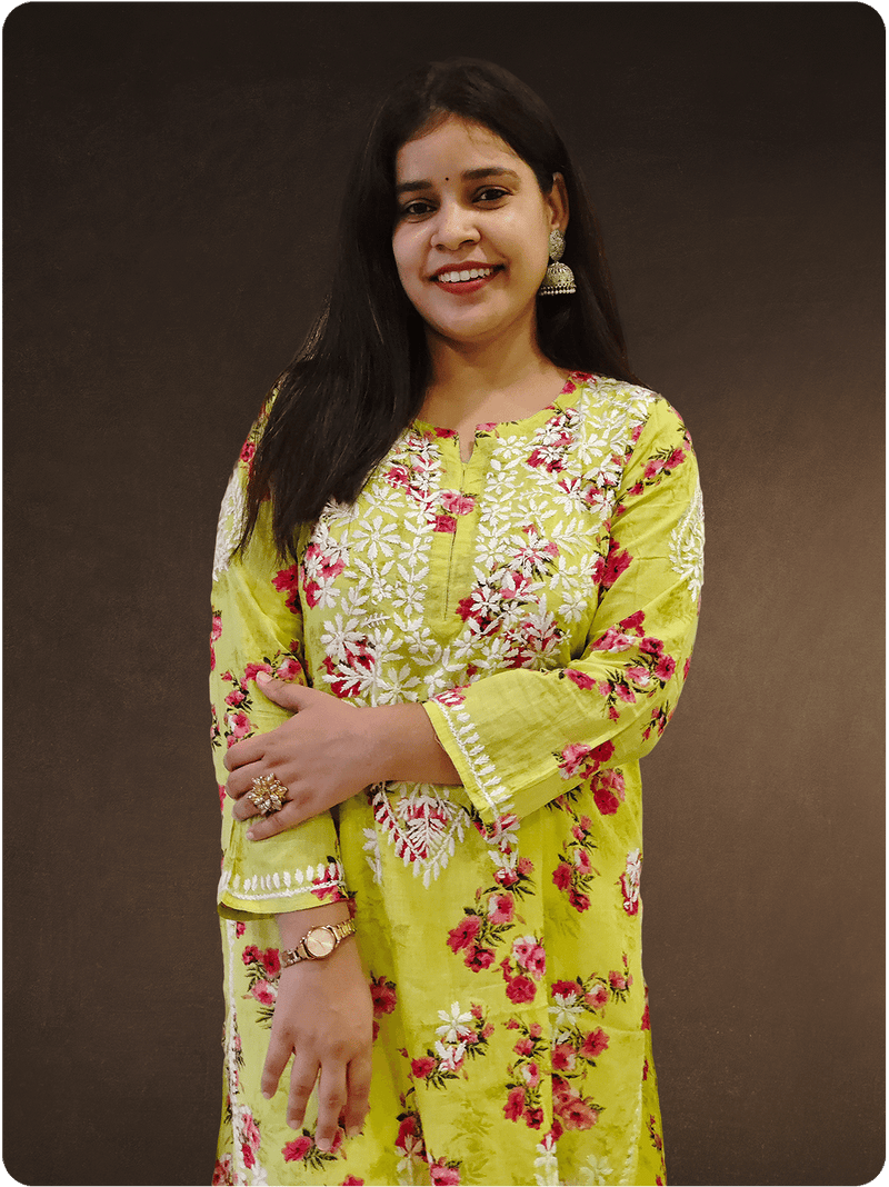 Mulmul Chikankari Kurta - Green