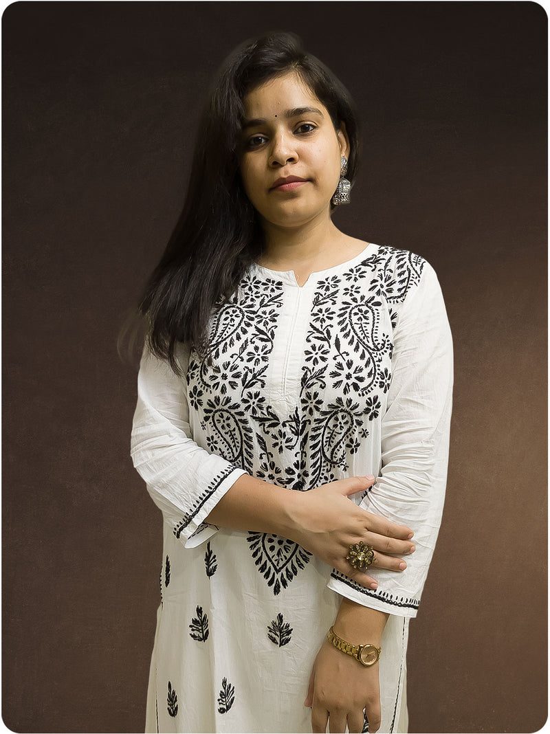 Cotton Chikankari Kurta - White