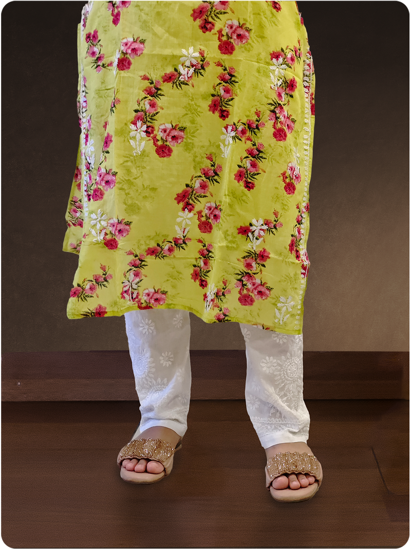 Mulmul Chikankari Kurta - Green