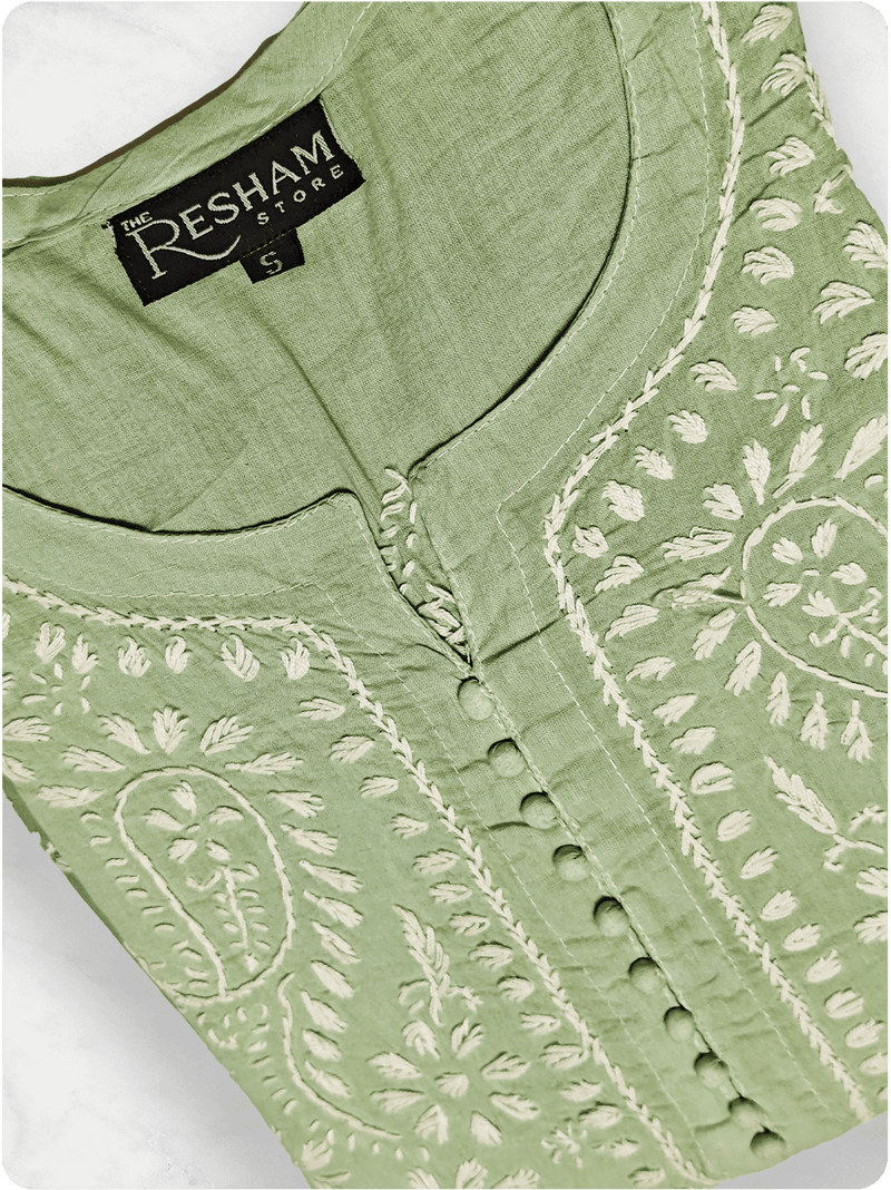 Shaded Chikankari Kurta - Green