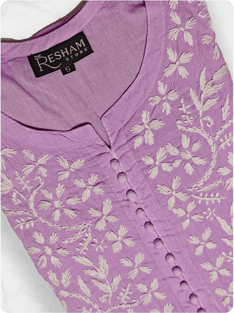 Shaded Chikankari Kurta - Purple